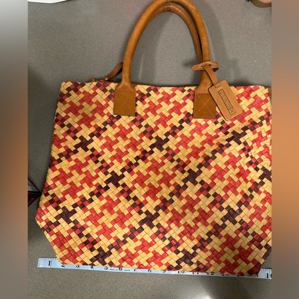 Pikolinos Basket-Weave Leather Sachel Brandy/Mosaza